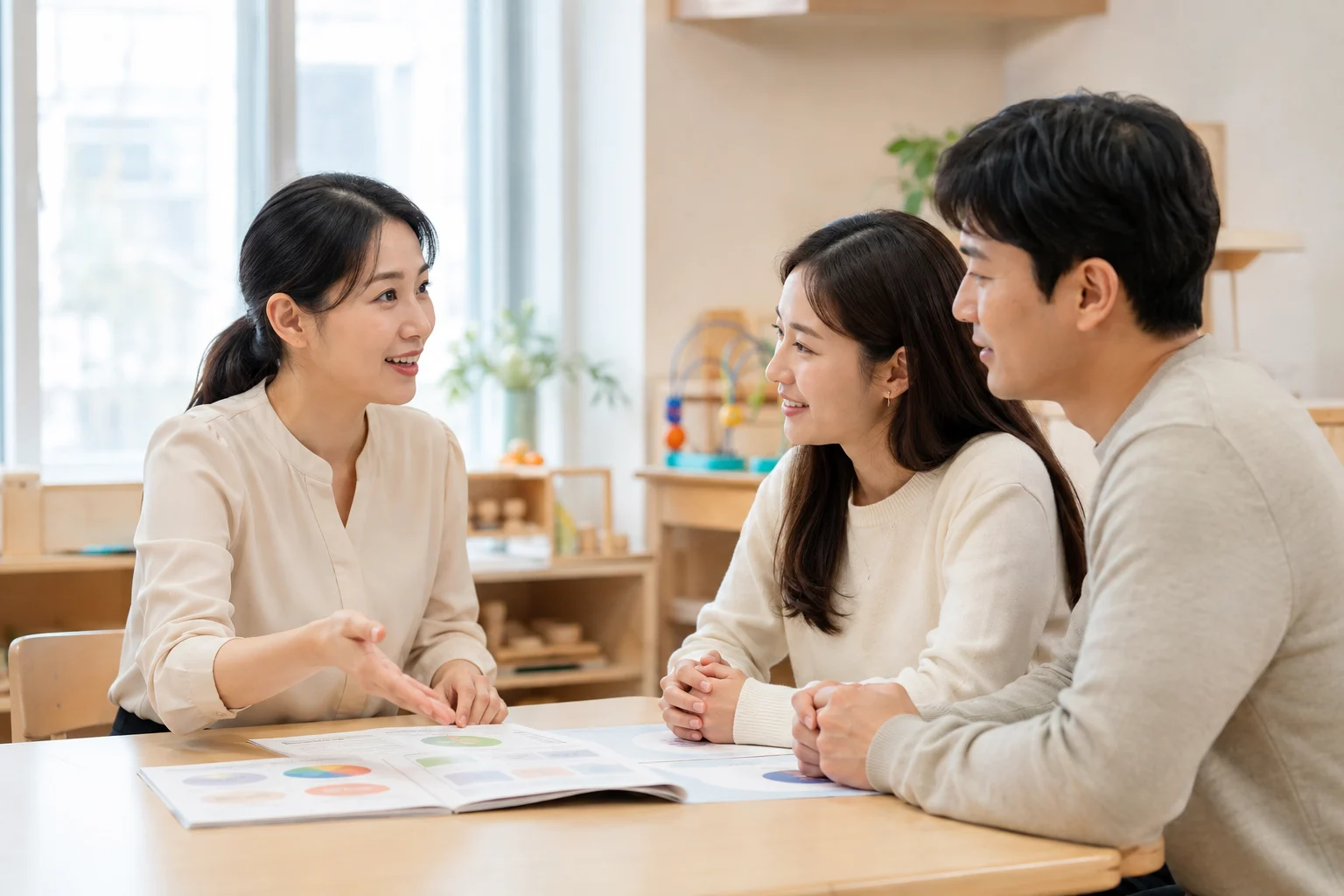 유치원 상담 준비 과정을 보여 주는 모습